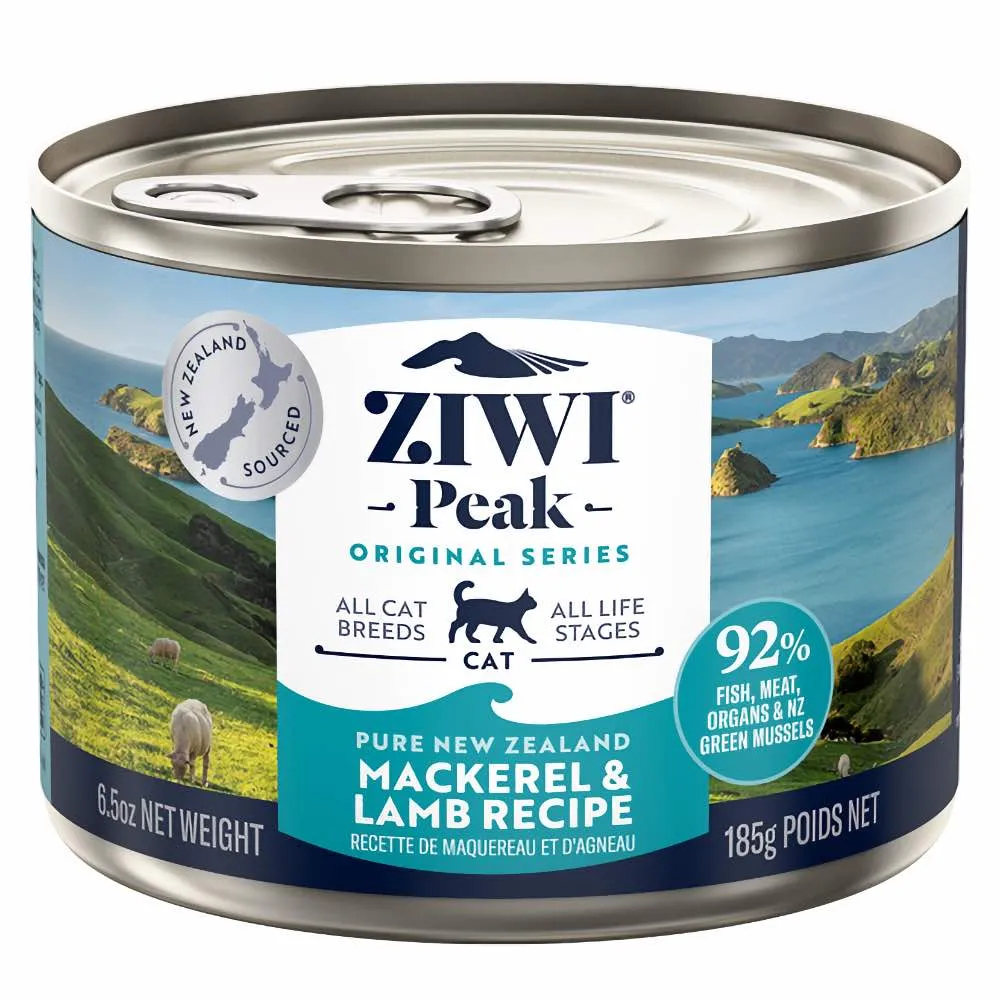 20% OFF: ZiwiPeak Mackerel & Lamb Grain-Free Canned Cat Food 185g