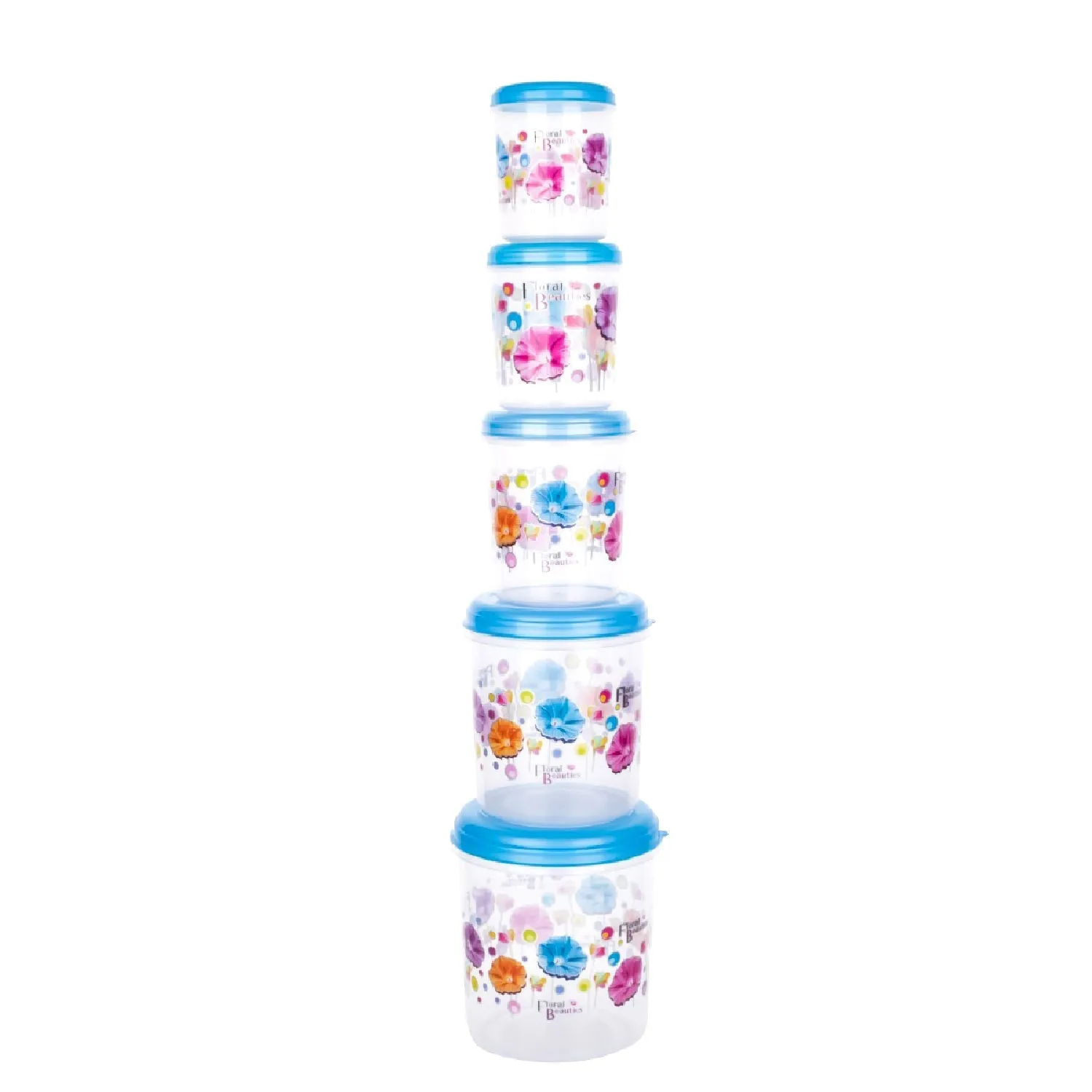 2446 Plastic Transparent Container Air Tight Dabba Set (3000ml, 2000ml, 1000ml, 750ml, 500ml)