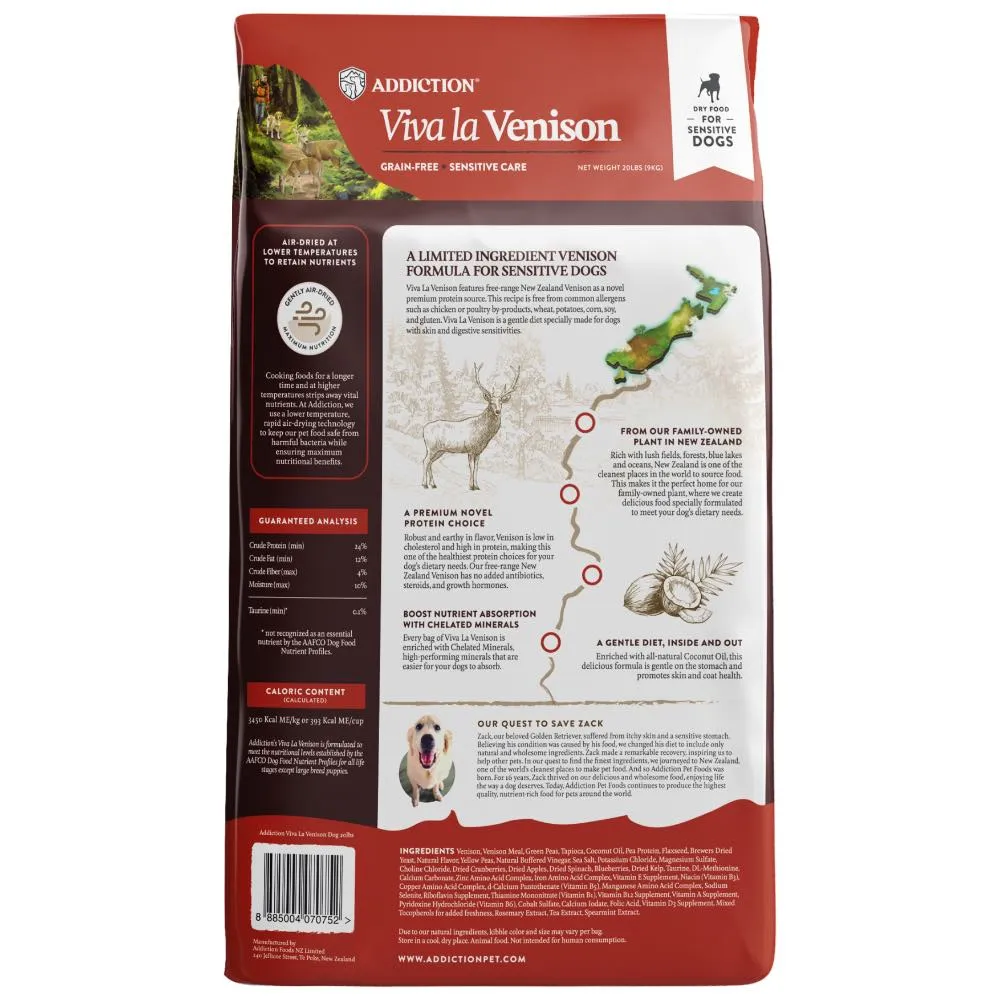 25% OFF/BUNDLE DEAL: Addiction Viva La Venison Grain Free Dry Dog Food