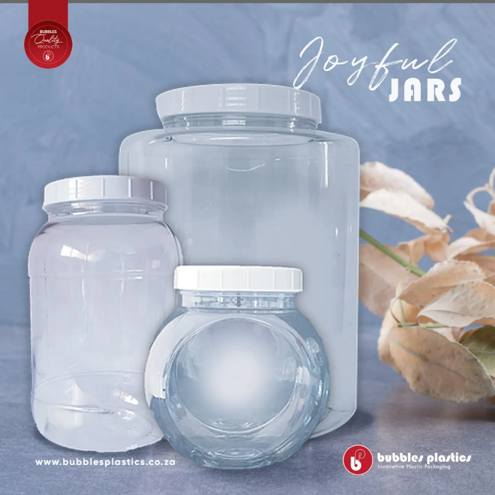 2kg PET Plastic Storage Jar Round Clear 2L