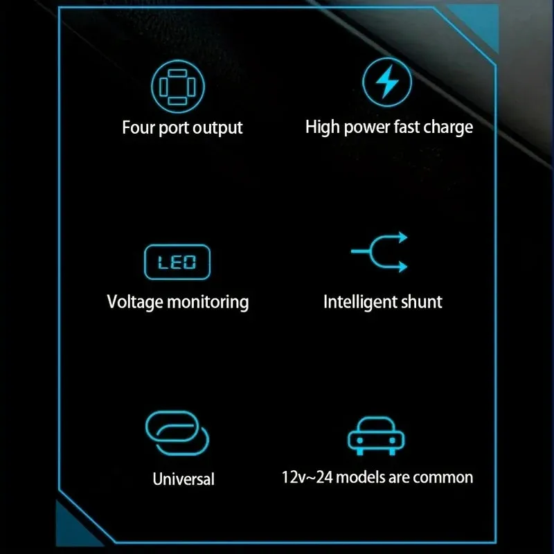 4-Port Digital Car Lighter Fast Charger