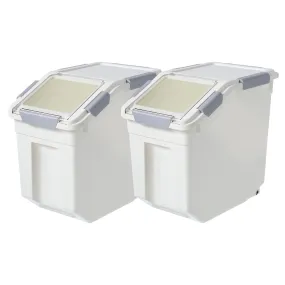 8L Rice Storage Container with Wheels & Measuring Cup, White(Set of 2)(Open Box)