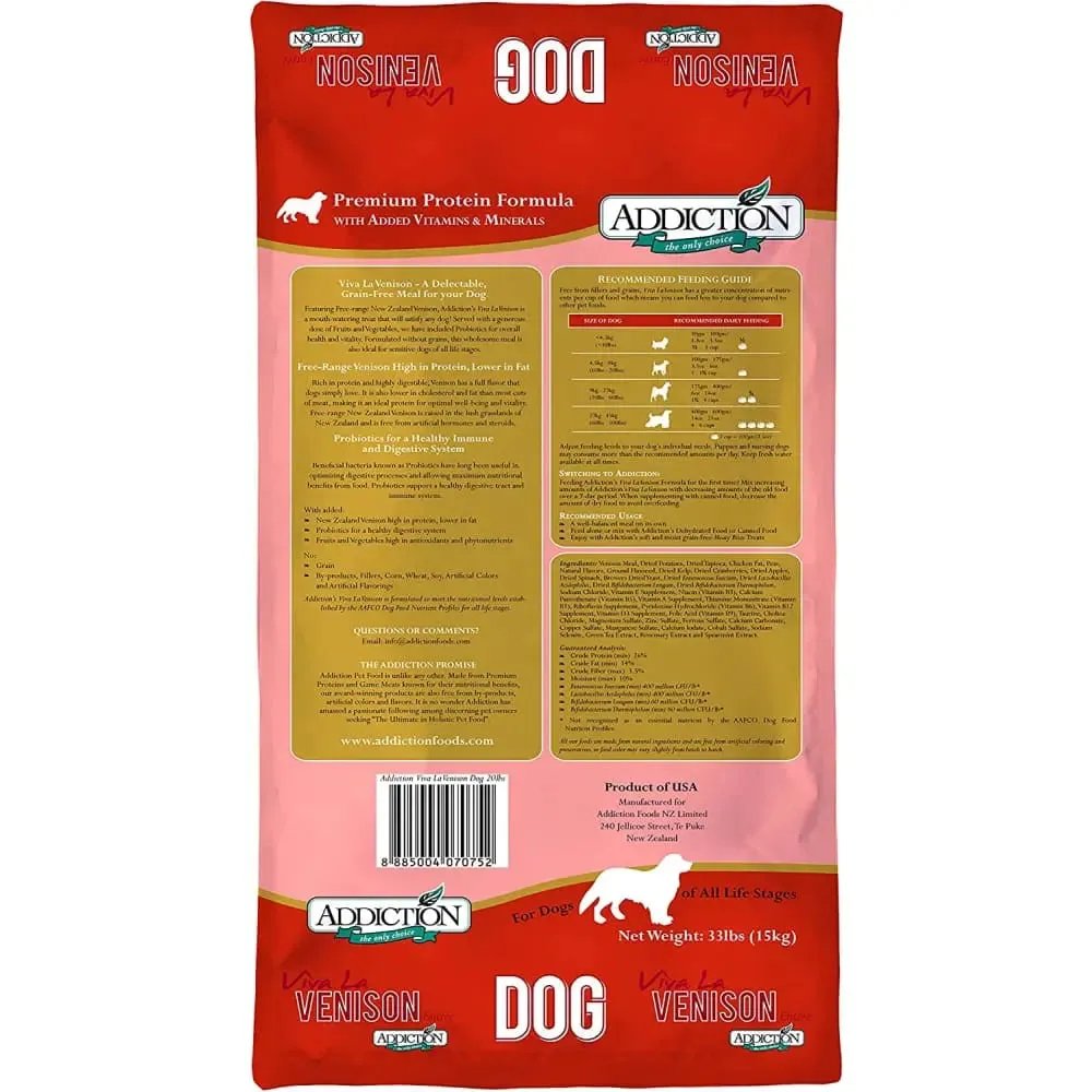 Addiction Viva La Venison Grain Free Dry Dog Food