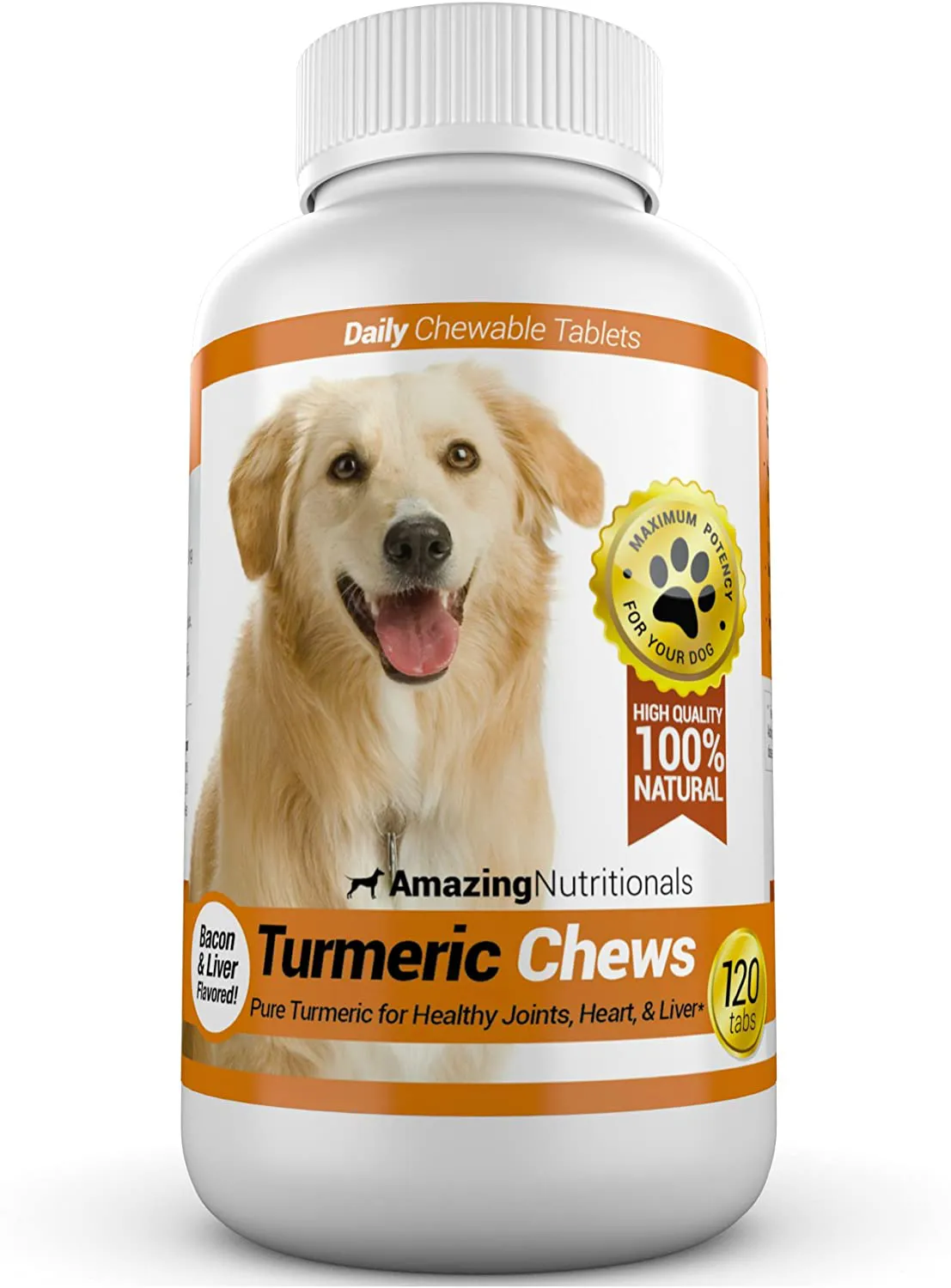 Amazing Turmeric for Dogs Curcumin Pet Antioxidant, Eliminates Joint Pain Inflammation, 120 Chews