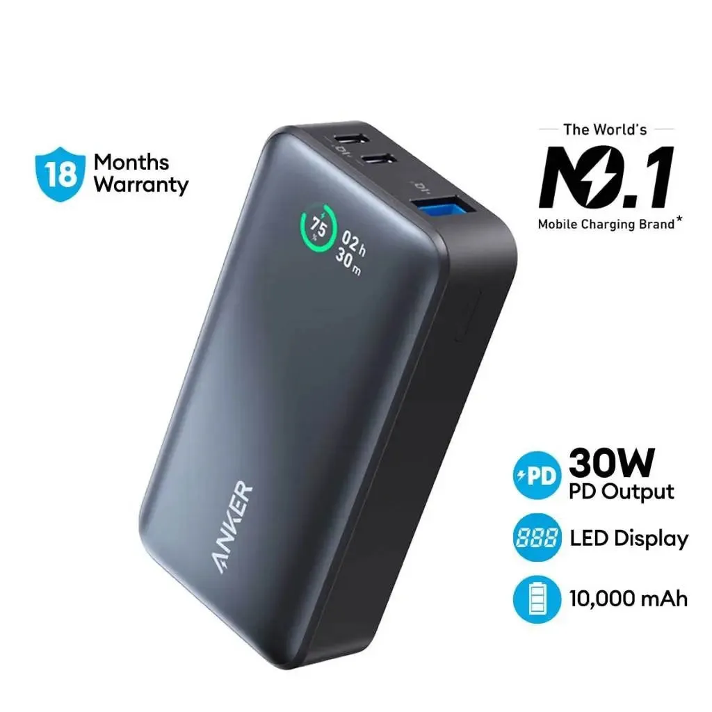 Anker Power Bank 533 PowerCore 30W PD 10000mAh Portable Charger A1256