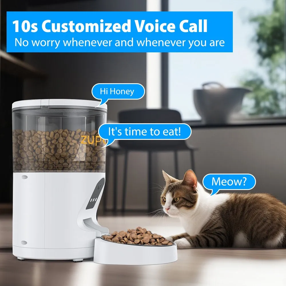 Automatic Cat Feeder with Camera, Automatic Cat Food Dispenser, 2.4G Wifi 1080P Timed Cat Feeder with APP Control for Remote Feeding, 6L Automatic Feeder for Cats Dogs Other Pet