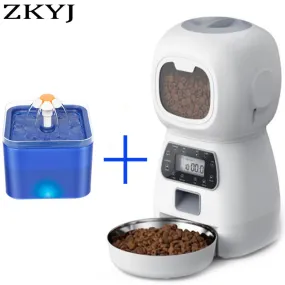 Automatic Dog And Cat Feeder 3.5 Liters Dry Food Dispenser Plus 2L Water Feeder