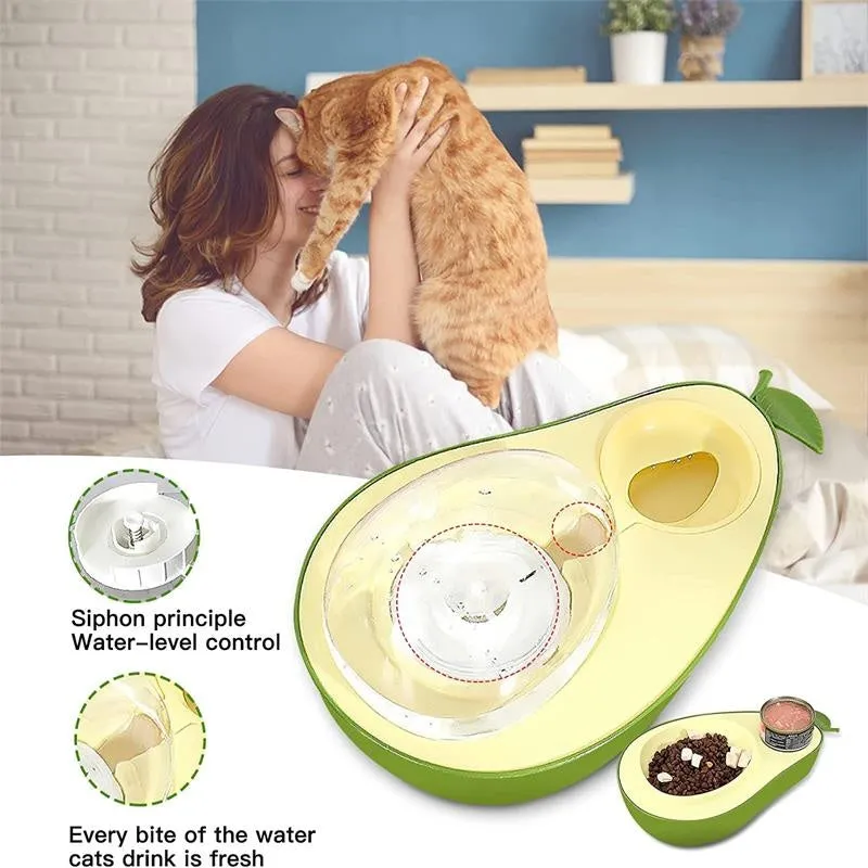 Automatic Drinking Water Bottle Pet Feeder Avocado Shape Kitten Slow Food Feeding Bowl Small / Automatic Drinking Water Bottle Pet Feeder Avocado Shape Kitten Slow Food Feeding Bowl Small Pets Feeder