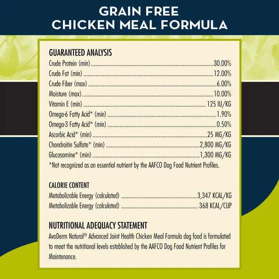 AvoDerm Joint Health Grain Free Chicken Meal Formula Dry Dog Food