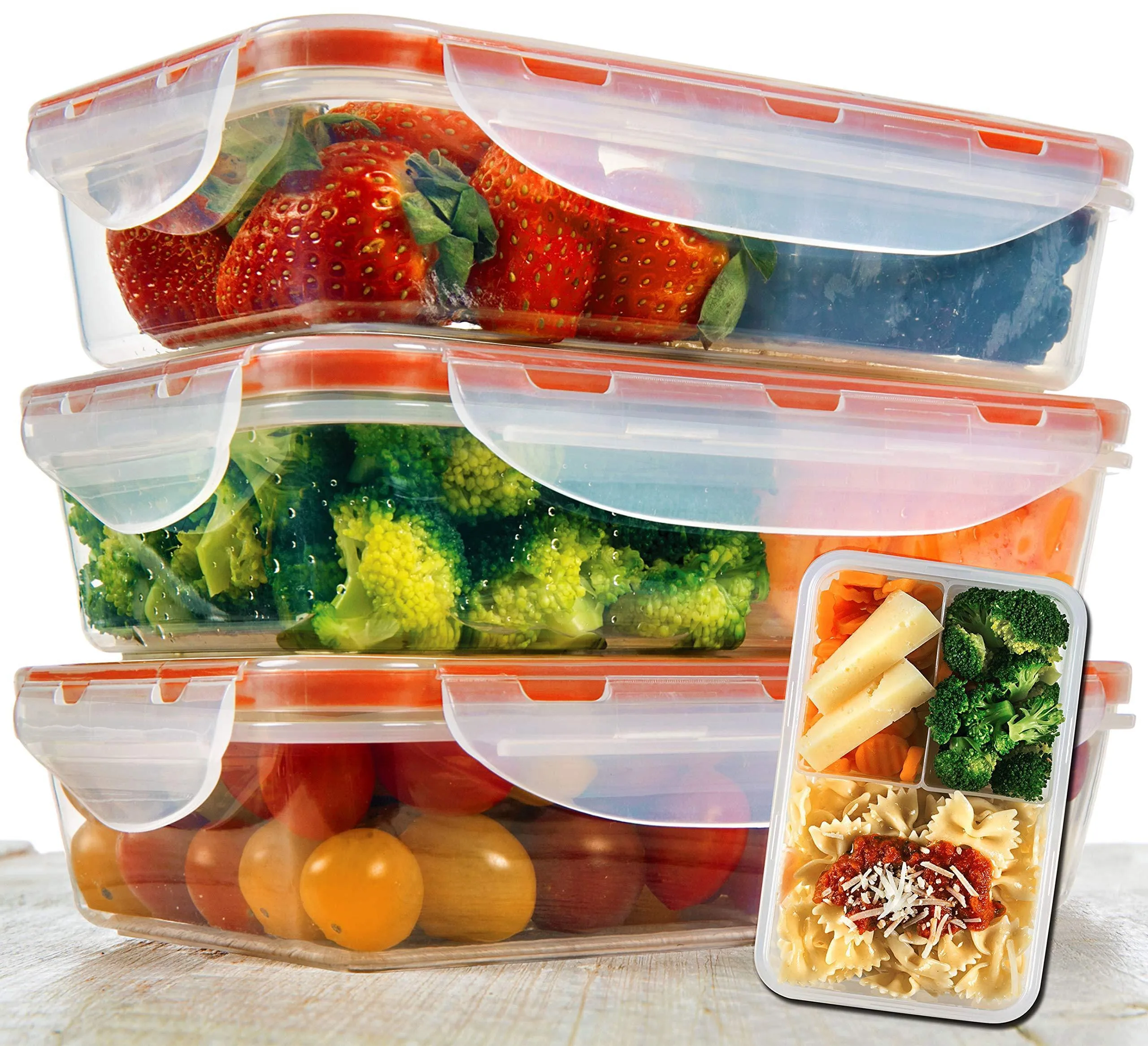 Bento Lunch Box 3pcs set 24oz Meal Prep Containers Microwavable BPA Free w/Lids