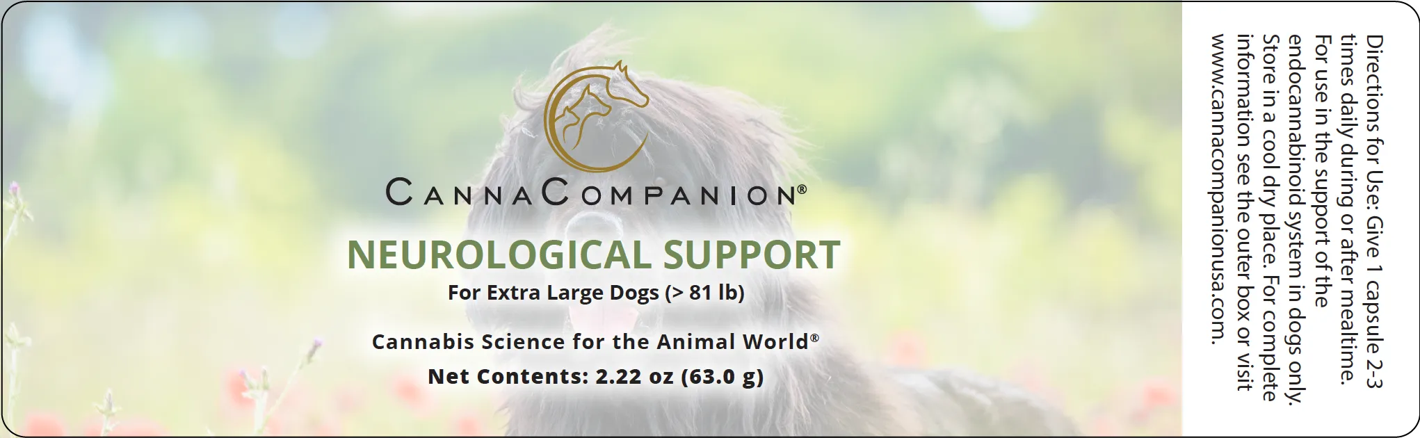 Canna Companion™ Hemp Supplement for Extra Large Dogs - Extra Strength with additional CBDs for Neurological Support