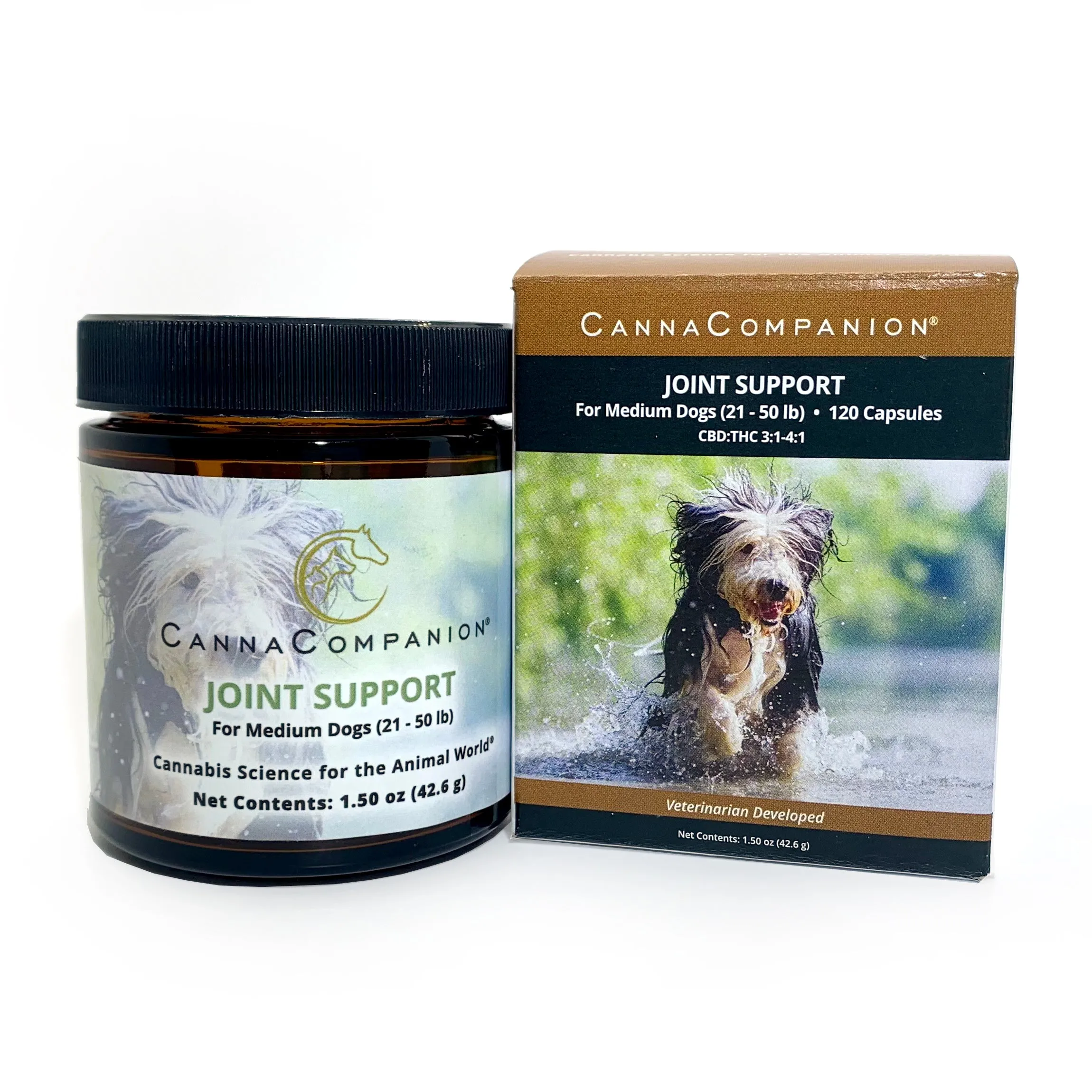 Canna Companion™ Hemp Supplement for Medium Dogs Regular Strength with additional CBDs to support joint health