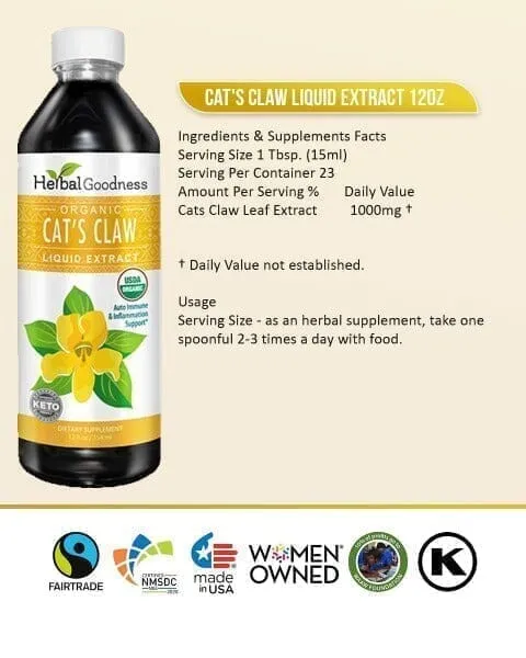 Cat's Claw Extract - Organic Liquid - Joint and Bone Support - Herbal Goodness