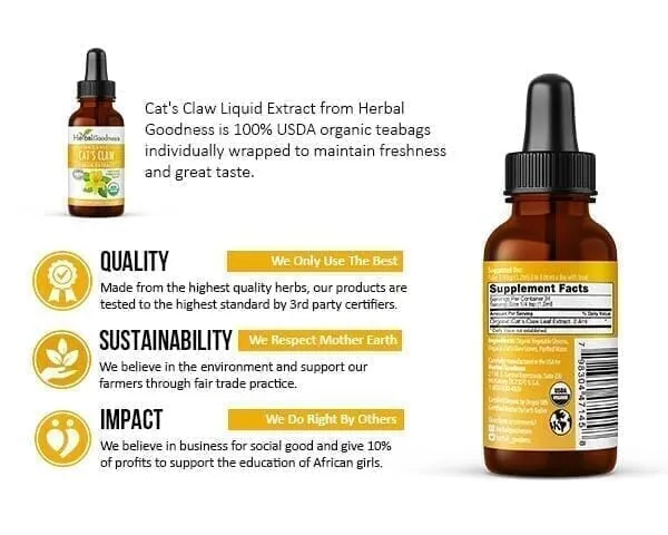 Cat's Claw Extract - Organic Liquid - Joint and Bone Support - Herbal Goodness