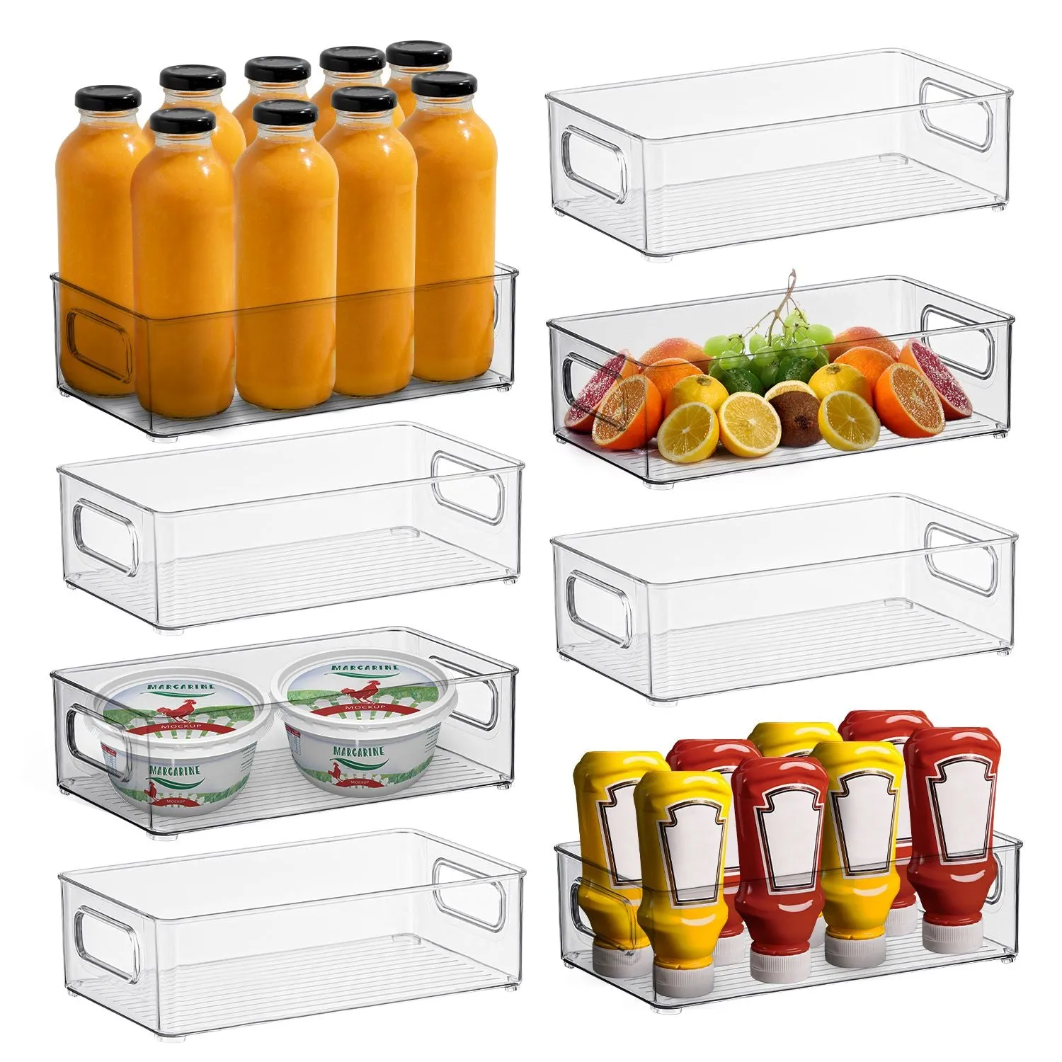 Clear Pull-Out Fridge Storage Containers Set of 8 - GOMINIMO