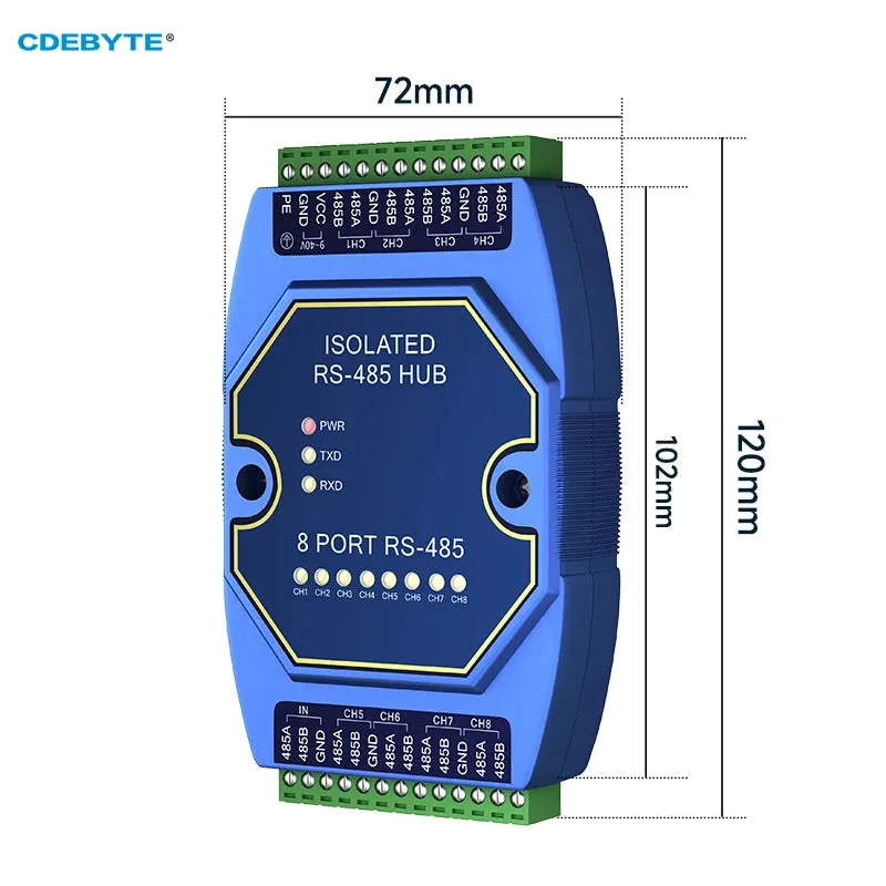 EBYTE E810-R18 Photoelectric Isolation Industrial DC9-40V 8-way Cache RS485 Hubs ESD Protection Power and Signal Isolation