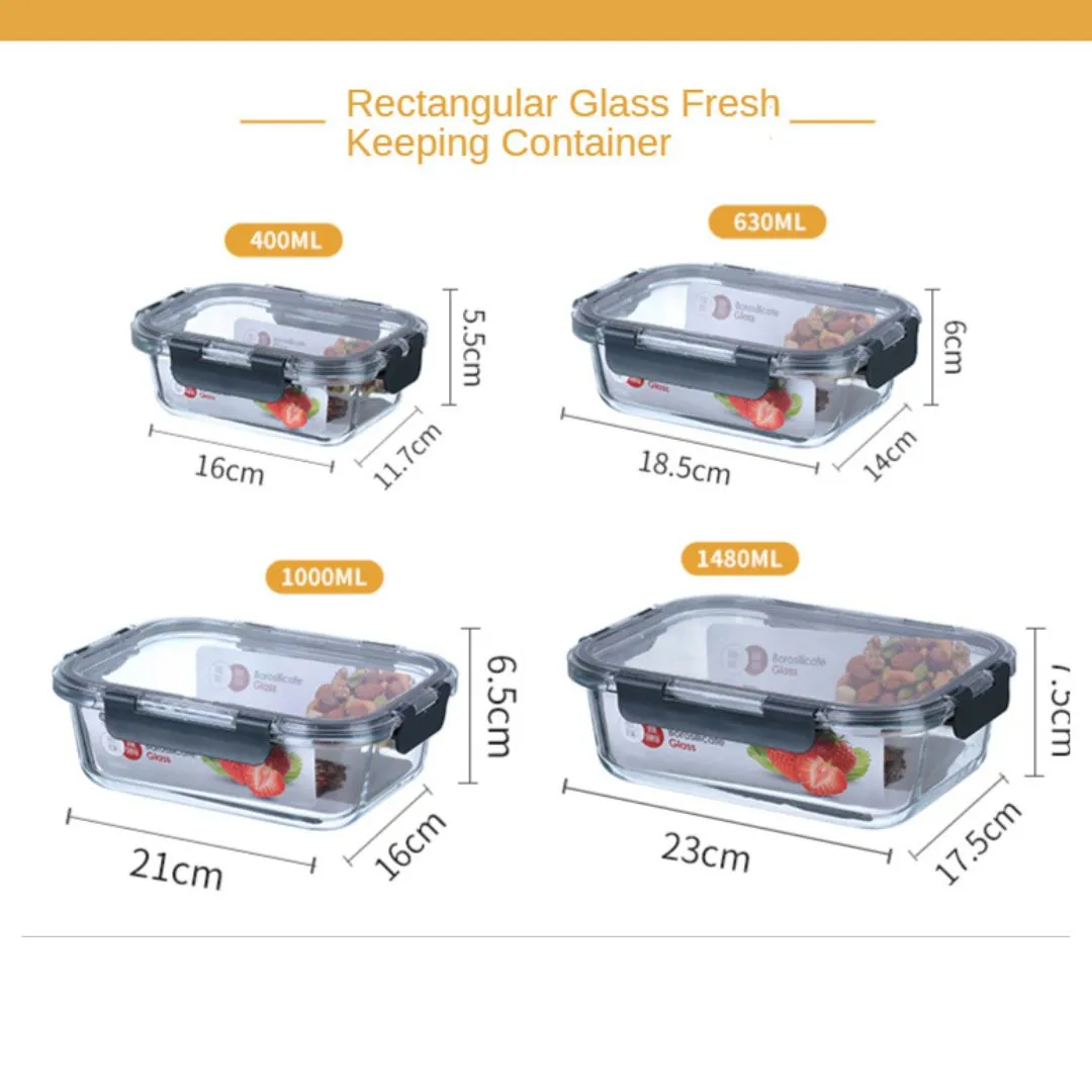 Glass Lock Rectangle Glass Food Container