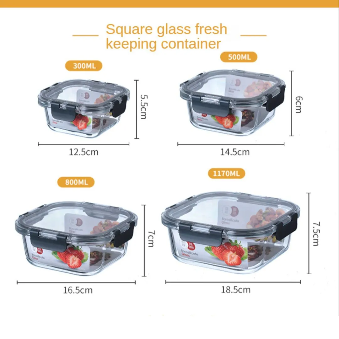 Glass Lock Square Glass Food Container