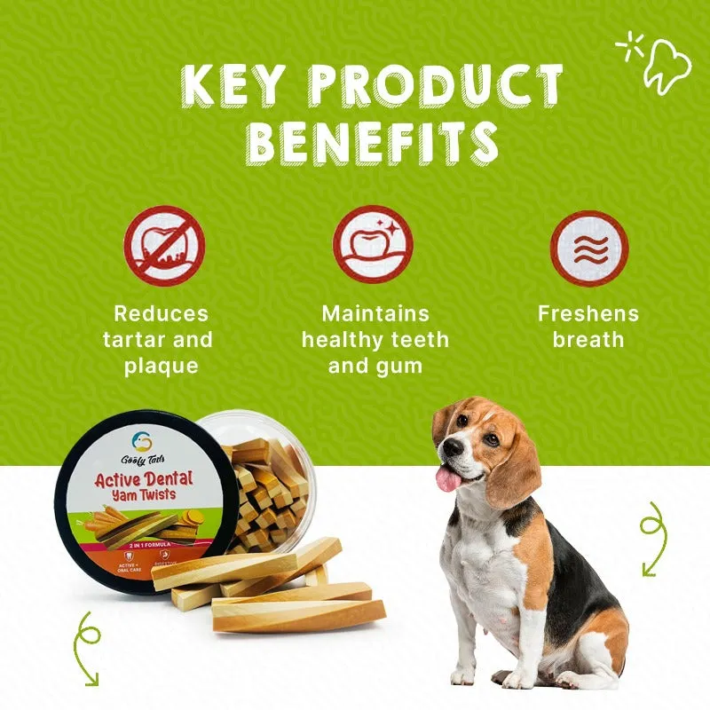 Goofy Tails Active Dental Sticks | Dog Treats Non-Vegetarian | Dental Sticks for Dogs (Carrot & Yam)