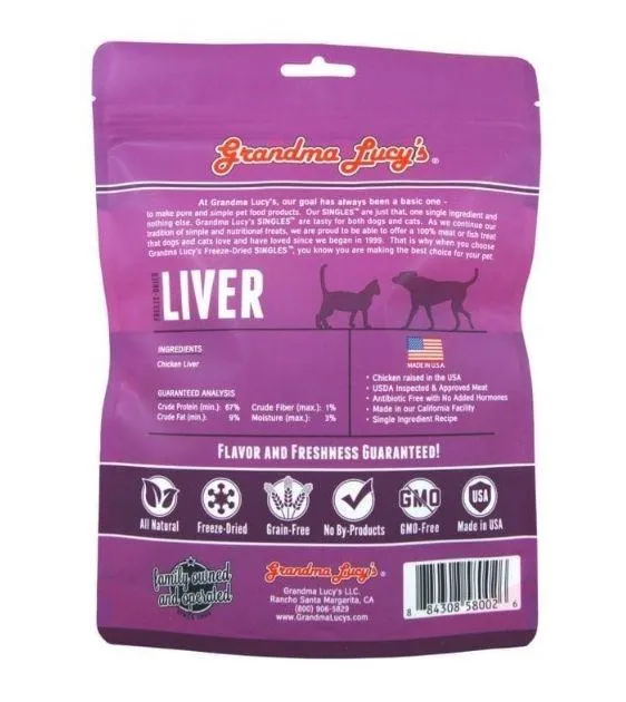 Grandma Lucy's Singles Freeze Dried Chicken Liver Cat & Dog Treats