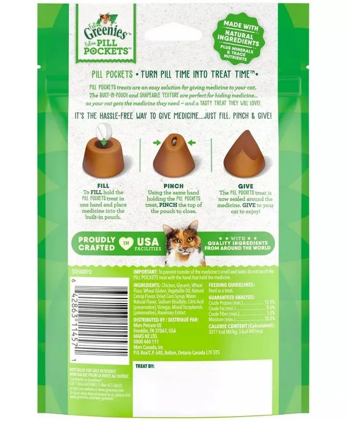 GREENIES - Feline Pill Pockets Catnip Flavor for Tablets & Capsules - 45 Count