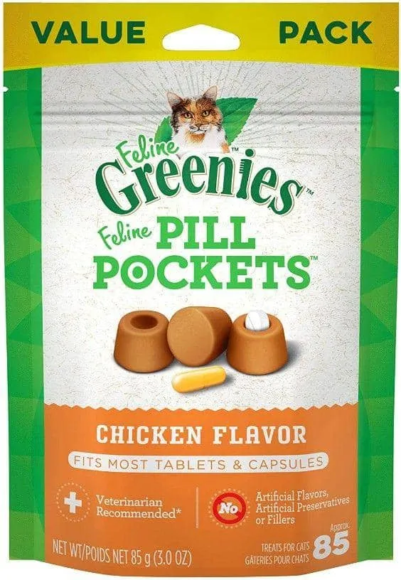 Greenies Pill Pockets Chicken Flavor Cat Treats - 85 count