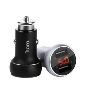 HOCO 3.1A Dual USB Ports Digital Display Fast Car Charger For Mobile Phone Camera Tablet Laptop