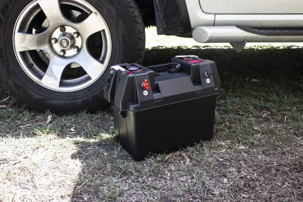 KT Cables Portable Camping Battery Box with Voltmeter & Power Accessories