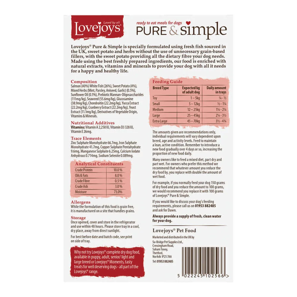 Lovejoys Salmon Pure & Simple Grain Free Complete Adult Wet Dog Food