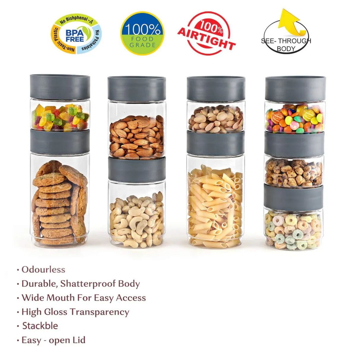 Modustack PET Container, Set of 9, Assorted Size