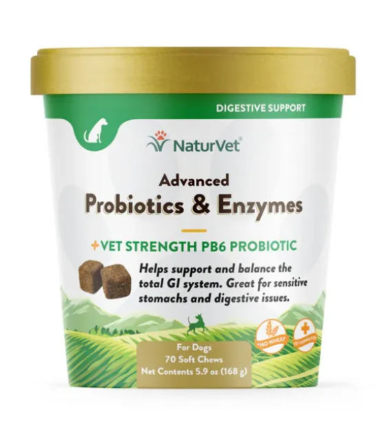 Naturvet Advanced Probiotics & Enzymes   Vet Strength PB6 Probiotic Soft Chew Dog Supplement (70 Count)