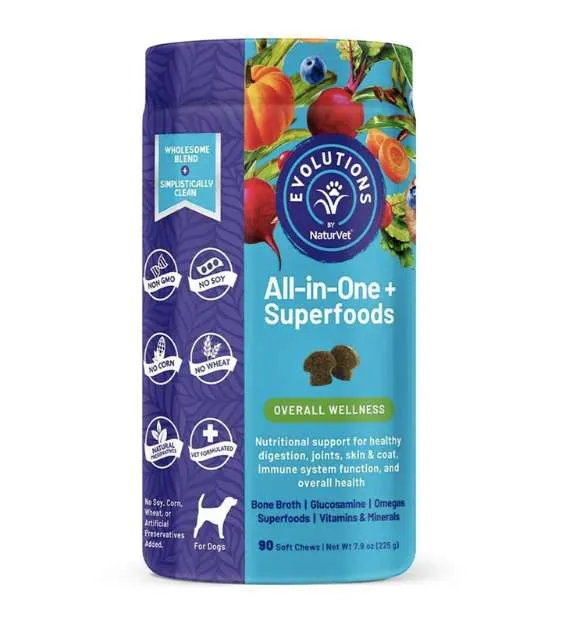 NaturVet Evolutions All-in-One   Superfood Soft Chew Dog Supplement (90 Count)