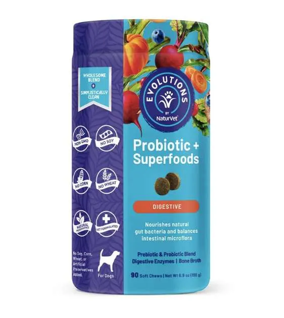 NaturVet Evolutions Probiotic   Superfoods Soft Chew Dog Supplement (90 Count)