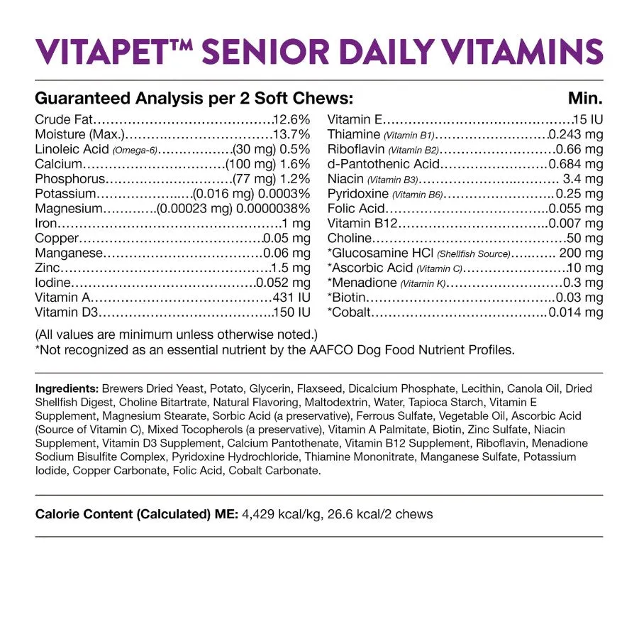 NaturVet VitaPet™ Senior Dog Daily Vitamins Plus Glucosamine Soft Chews (60ct)