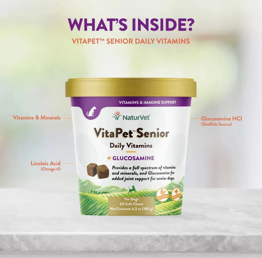 NaturVet VitaPet™ Senior Dog Daily Vitamins Plus Glucosamine Soft Chews (60ct)