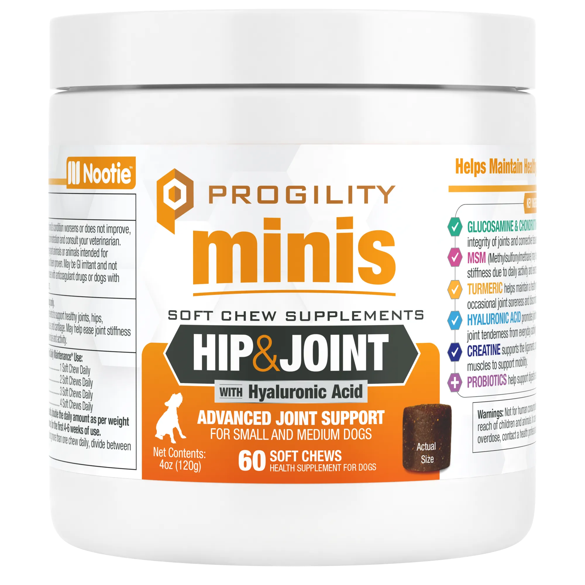 Nootie Progility Minis Hip & Joint Soft Chew Supplement For Small & Medium Size Dogs