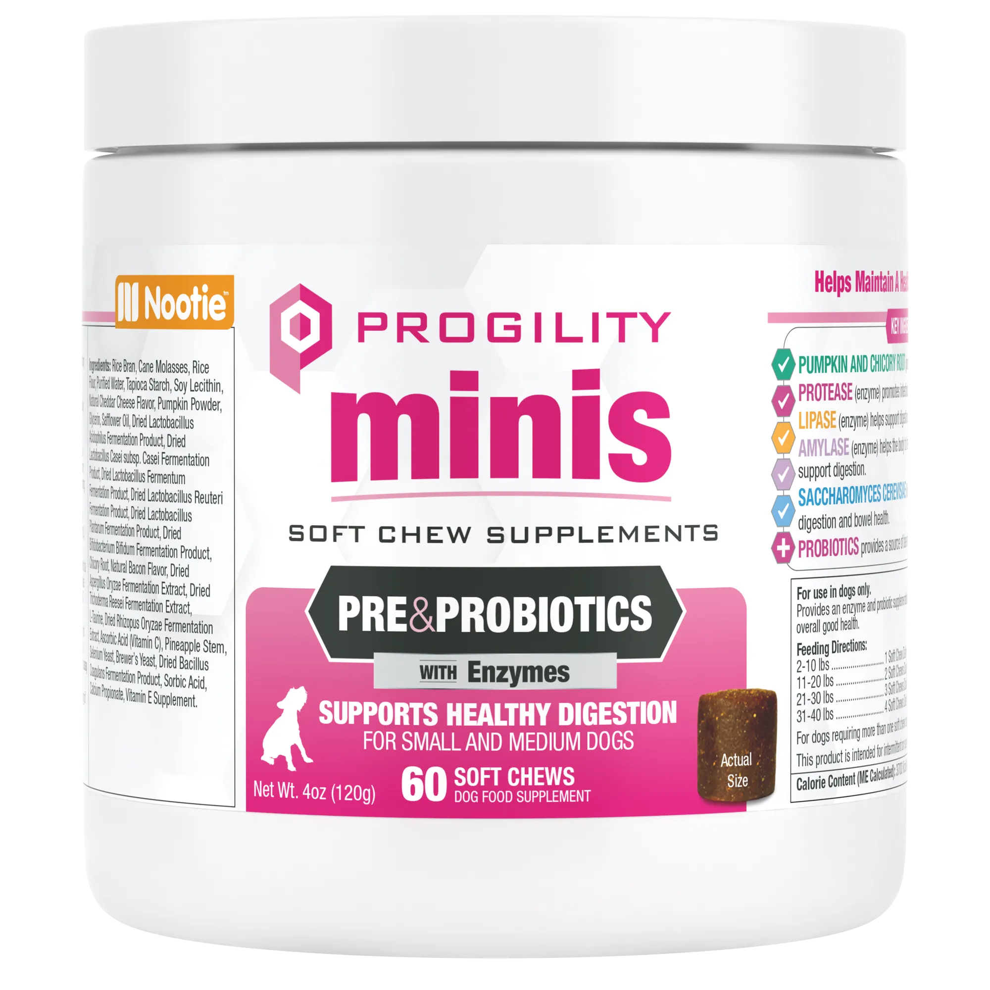 Nootie Progility Pre & Probiotics Soft Chew Supplement For Dogs (90 Count)