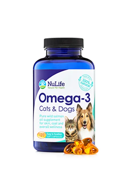 Omega 3 Fish Oil For Dogs & Cats - Omega 3 Pills For Dogs - 120 Caps (500mg)