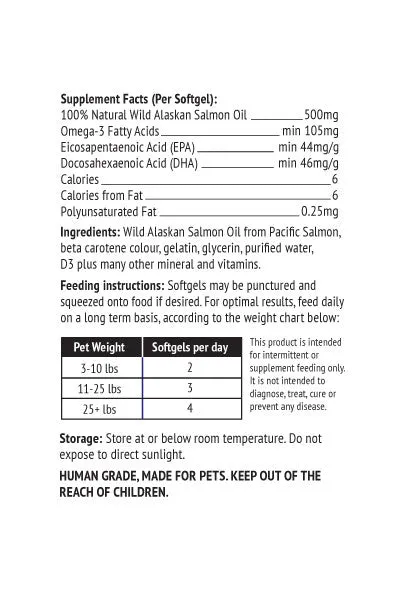 Omega 3 Fish Oil For Dogs & Cats - Omega 3 Pills For Dogs - 120 Caps (500mg)