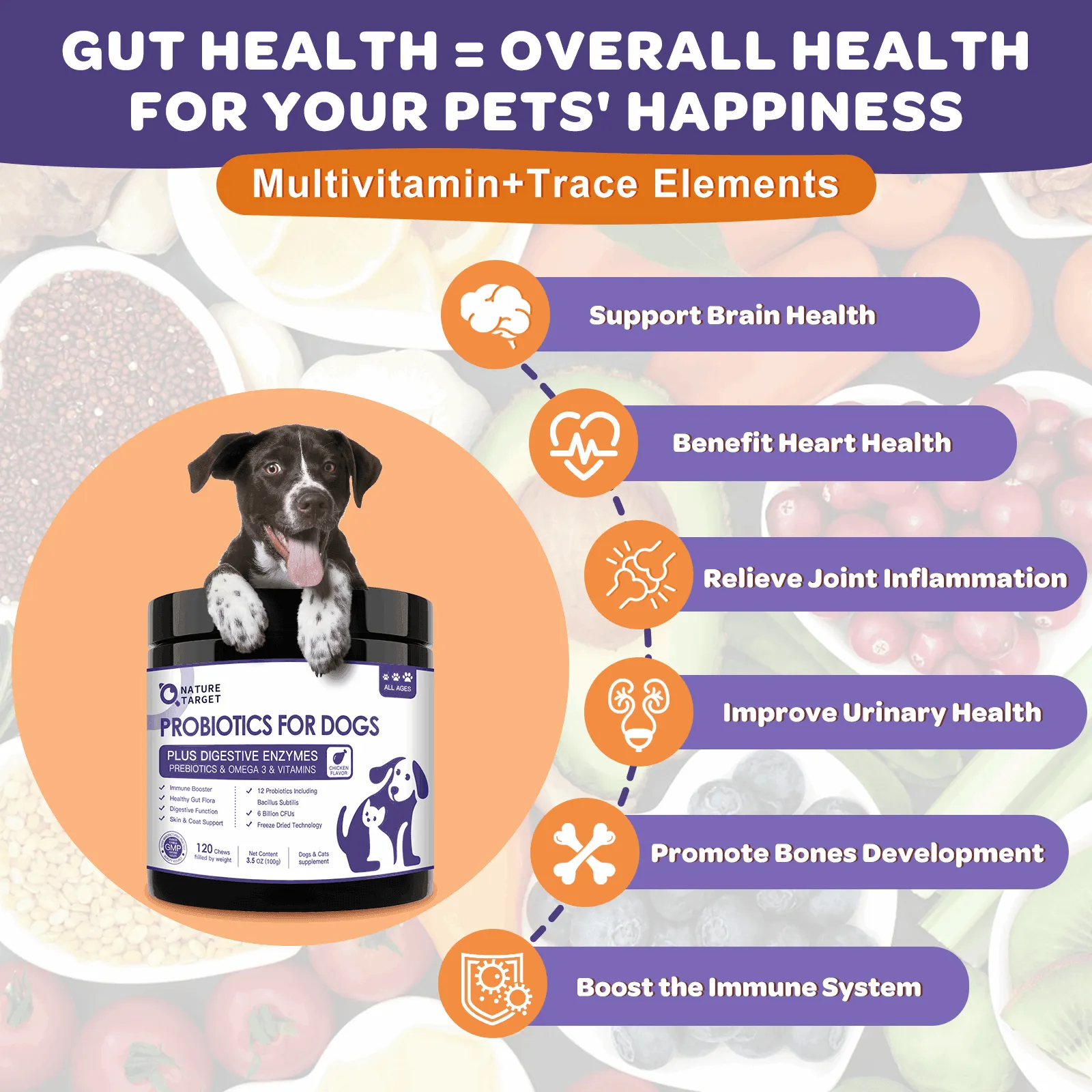 Probiotics   Prebiotics   Digestive Enzymes   Omega 3 for Dogs & Cats, Reduce Diarrhea Flatulence