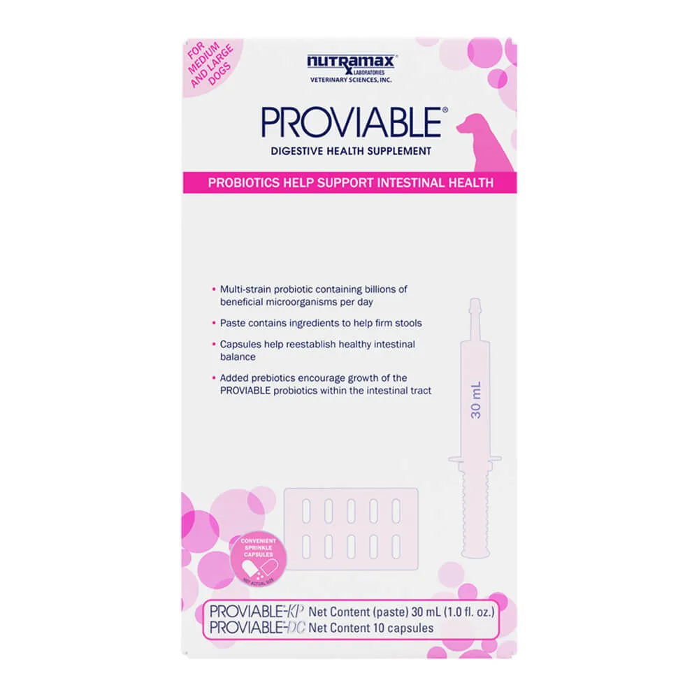 Proviable-KP/DC Kit for Medium and Large Dogs, 30 mL Paste/10 Capsules