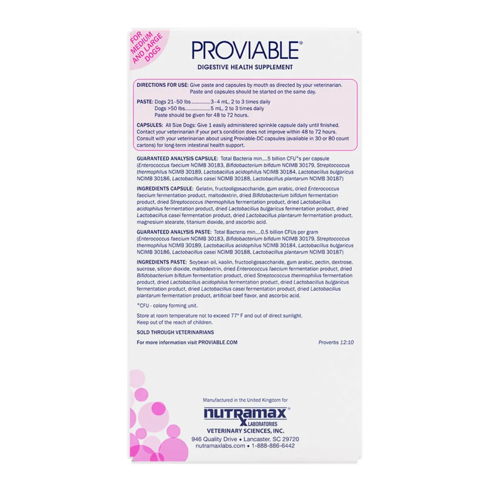 Proviable-KP/DC Kit for Medium and Large Dogs, 30 mL Paste/10 Capsules