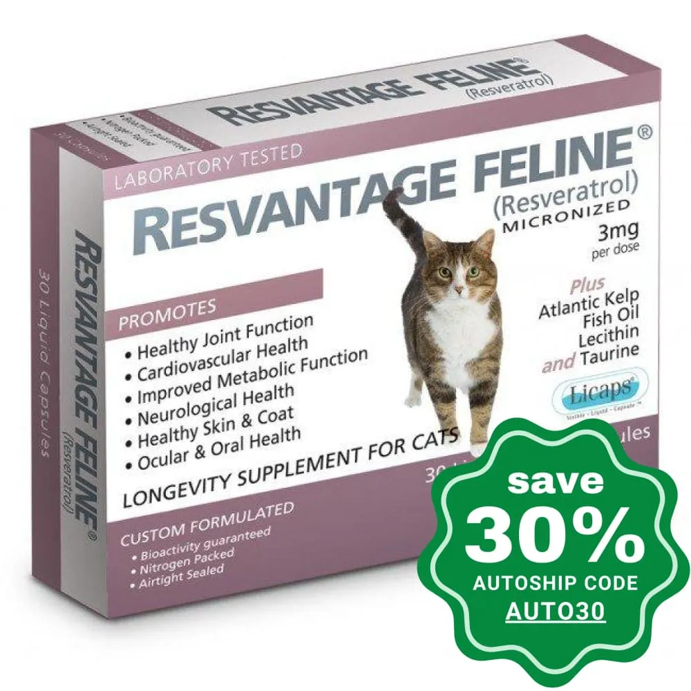 Resvantage Feline Longevity Supplement for Cats (30 Capsules)