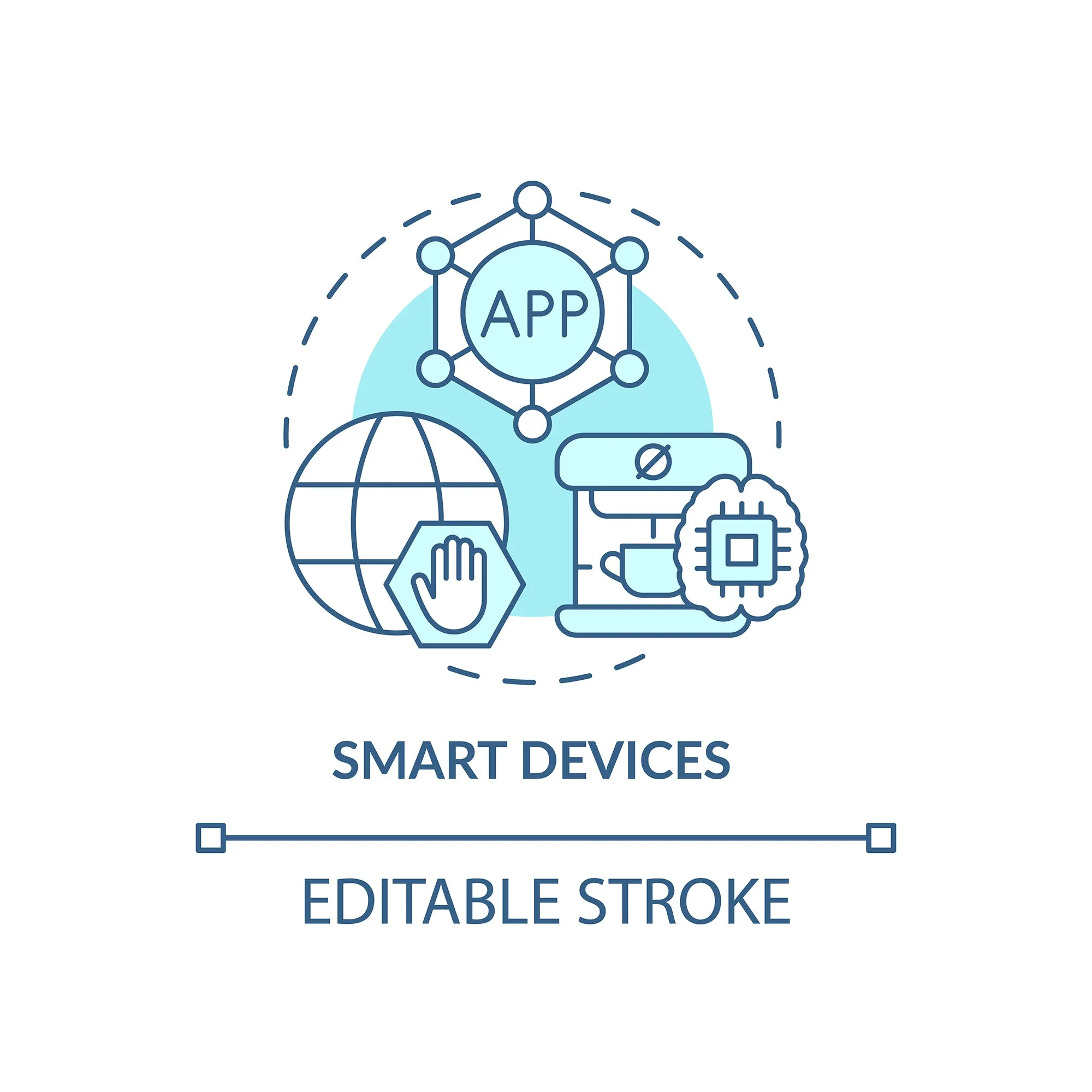 Smart technologies concept icons set