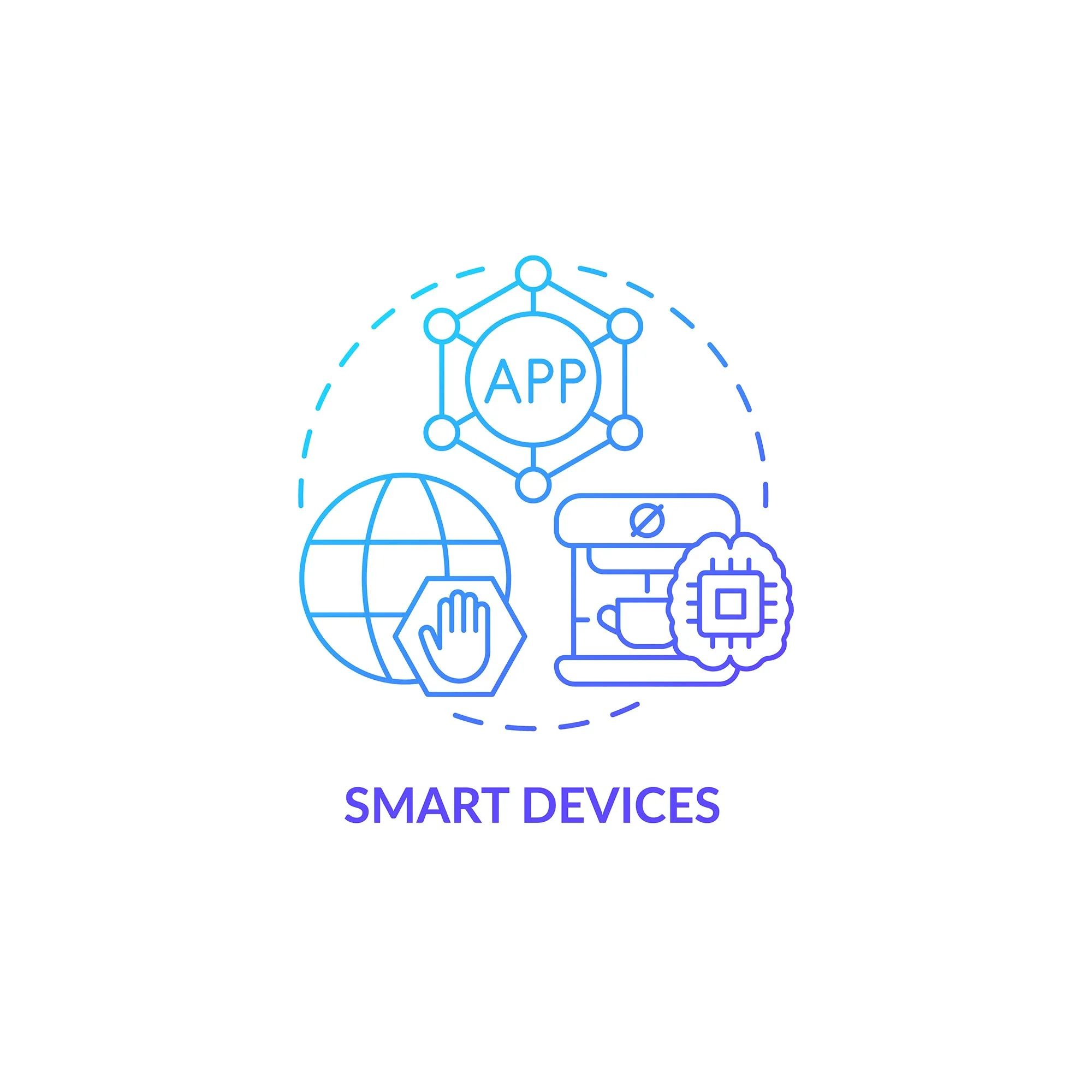 Smart technologies concept icons set