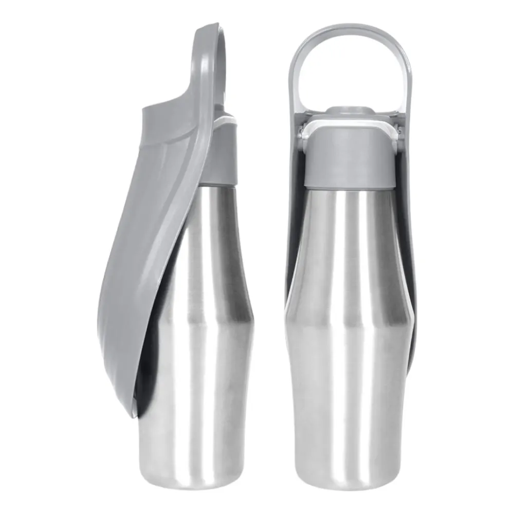 Talking Dog Club Stainless Steel Travel Water Bottle for Dogs (Sliver/Grey)