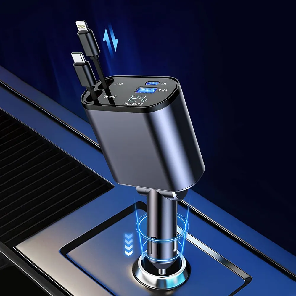 Ultimate 4 IN 1 Retraceable Car Charger - Cigarette Lighter