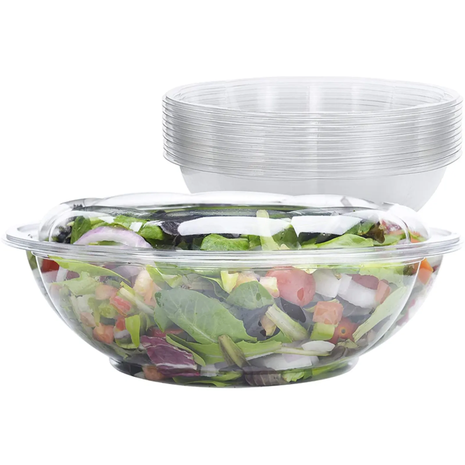 *WHOLESALE* 64oz. Rose / Salad Bowls To-Go Containers with lids | 100 ct/case