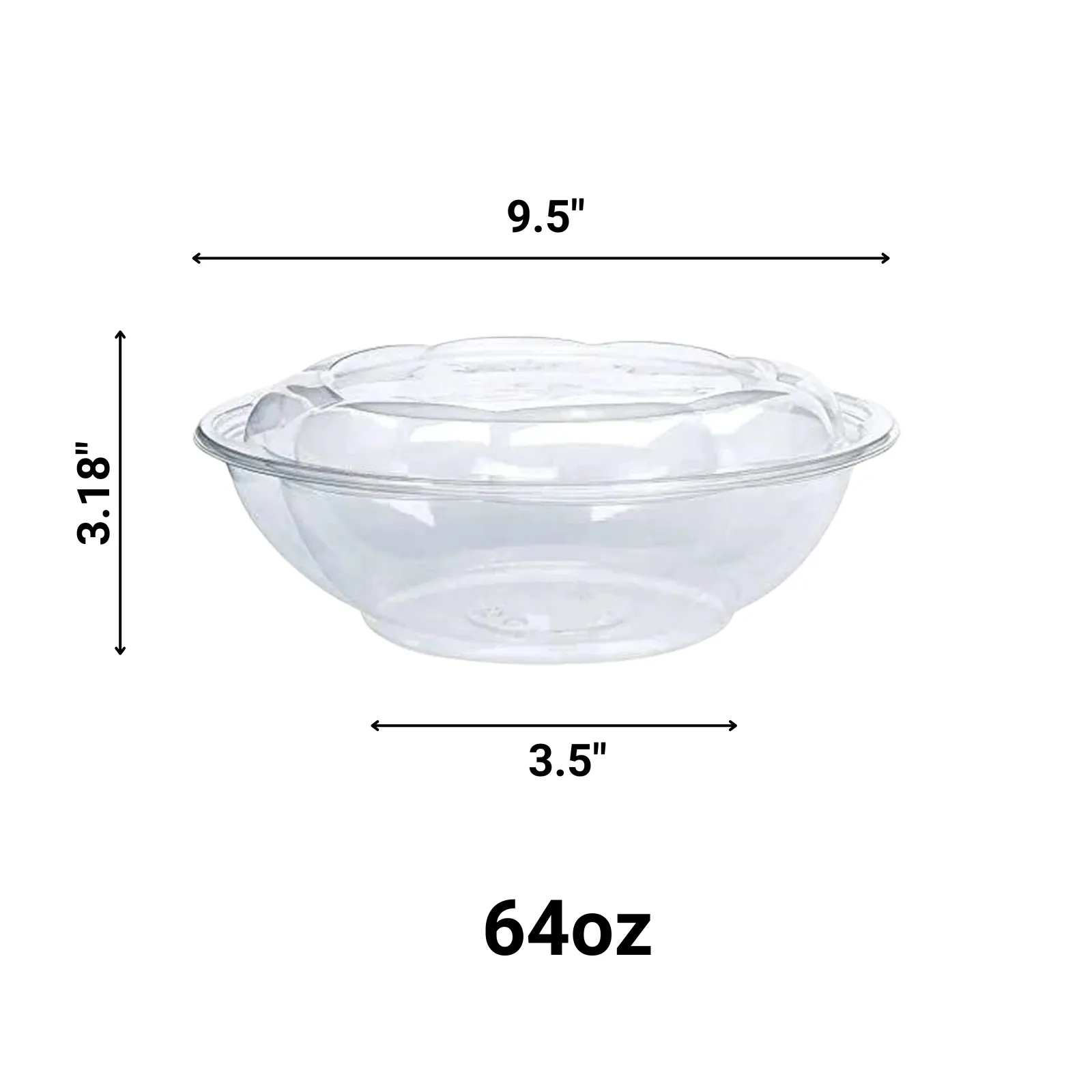 *WHOLESALE* 64oz. Rose / Salad Bowls To-Go Containers with lids | 100 ct/case