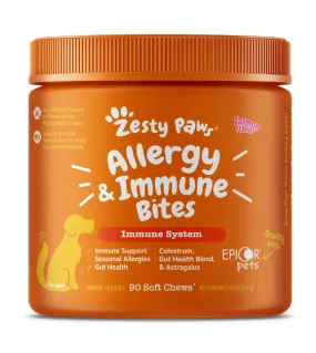 Zesty Paws Allergy & Immune Bites Immune System Supplements for Dogs (Salmon Flavour)